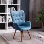 Sillón decorativo Doarnin de terciopelo sedoso contemporáneo con respaldo de botones de Roundhill Furniture, azul