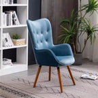 Sillón decorativo Doarnin de terciopelo sedoso contemporáneo con respaldo de botones de Roundhill Furniture, azul