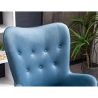 Sillón decorativo Doarnin de terciopelo sedoso contemporáneo con respaldo de botones de Roundhill Furniture, azul