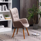 Roundhill Furniture Doarnin Sillón decorativo contemporáneo de terciopelo sedoso con botones y respaldo capitoné, chocolate