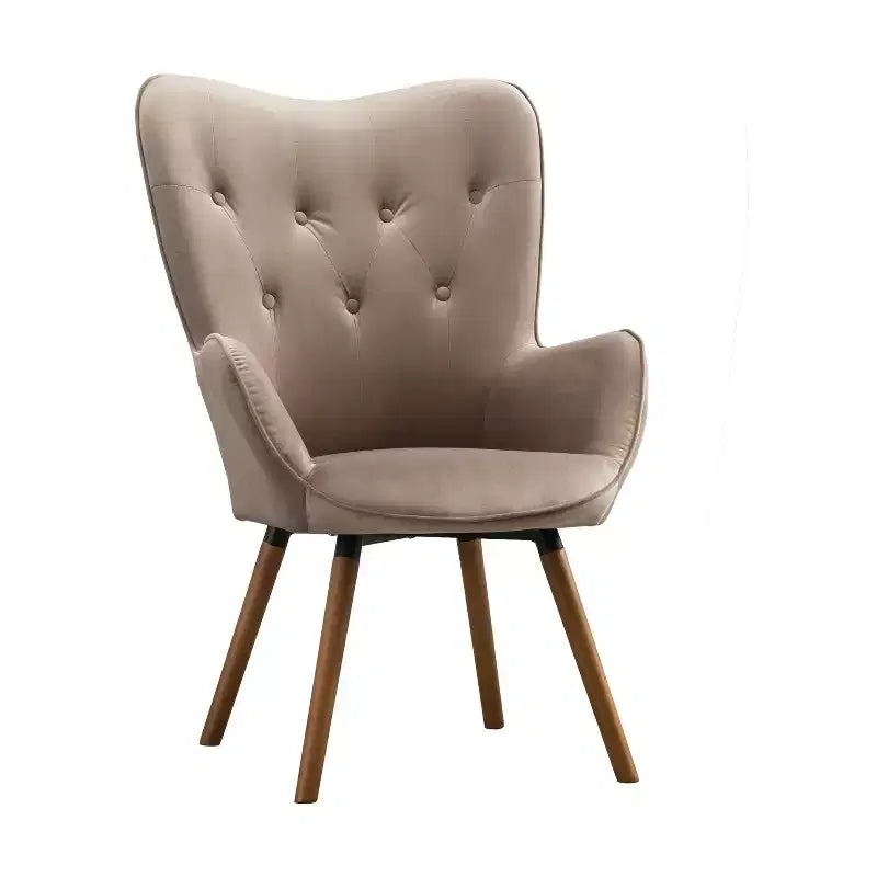 Roundhill Furniture Doarnin Sillón decorativo contemporáneo de terciopelo sedoso con botones y respaldo capitoné, chocolate