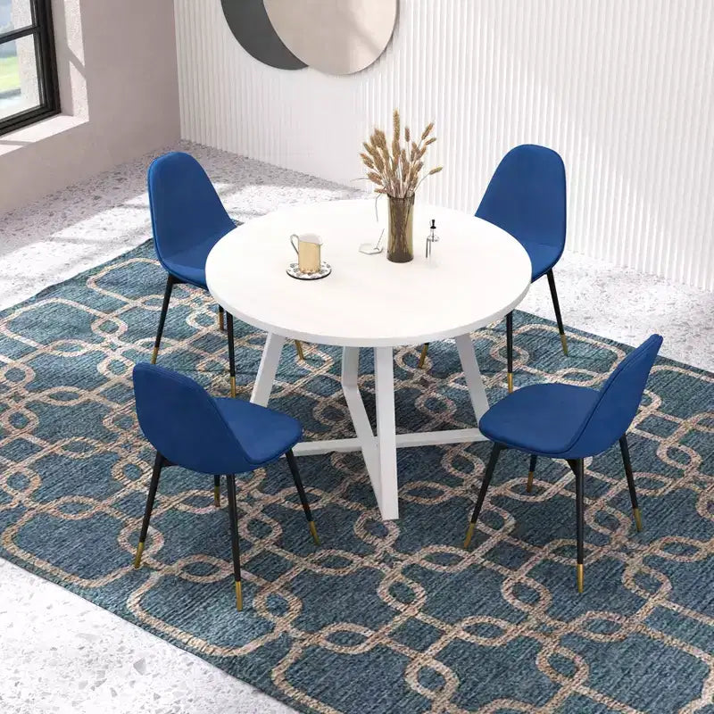 Juego de comedor redondo Evatt de 5 piezas de Roundhill Furniture, mesa redonda de madera con 4 sillas