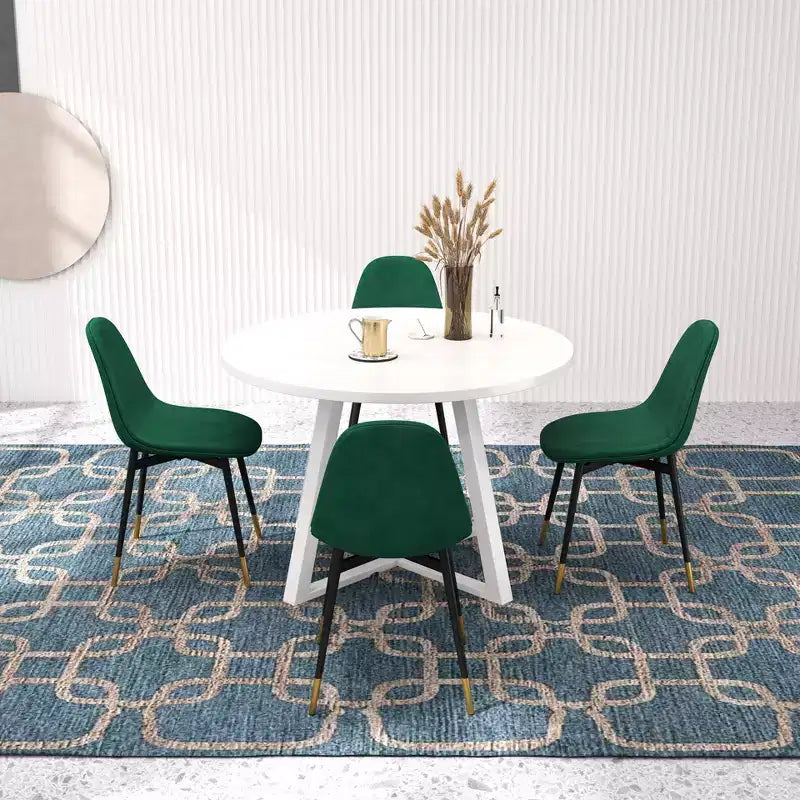Juego de comedor redondo Evatt de 5 piezas de Roundhill Furniture, mesa redonda de madera con 4 sillas