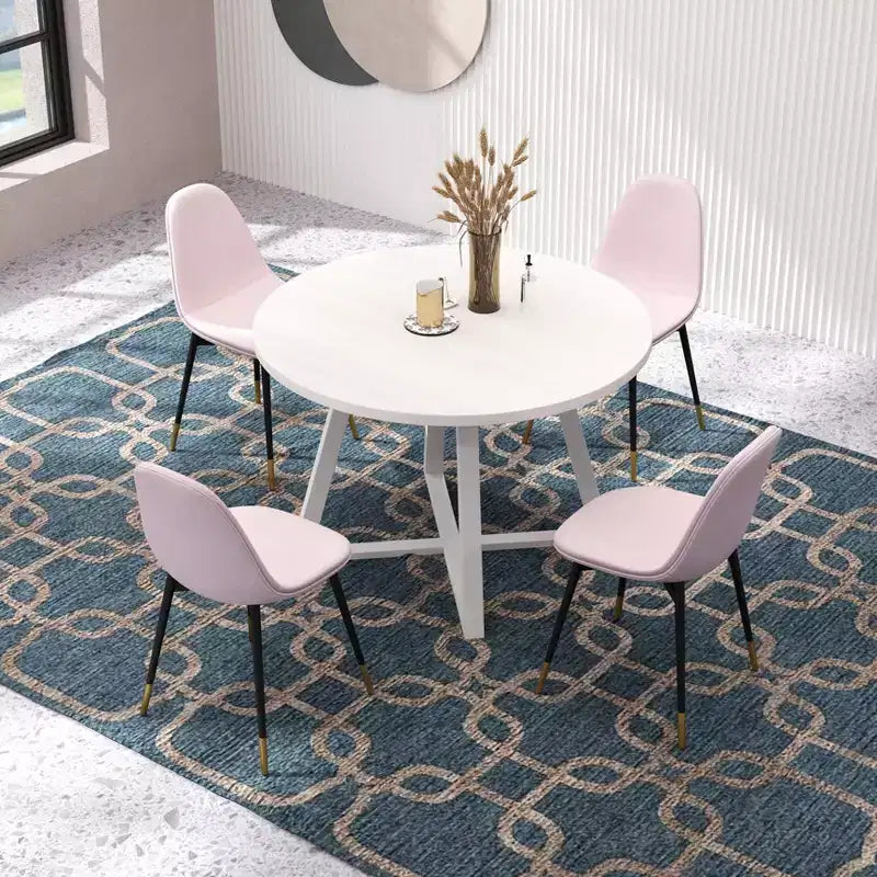Juego de comedor redondo Evatt de 5 piezas de Roundhill Furniture, mesa redonda de madera con 4 sillas