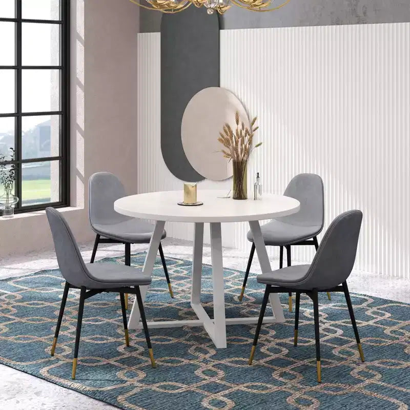 Juego de comedor redondo Evatt de 5 piezas de Roundhill Furniture, mesa redonda de madera con 4 sillas