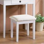 Tocador y juego de taburete de madera blanca Moniya, blanco