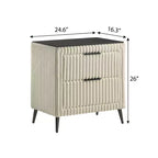Mesa de noche tapizada en pana de canalé ancho Mavela de Roundhill Furniture