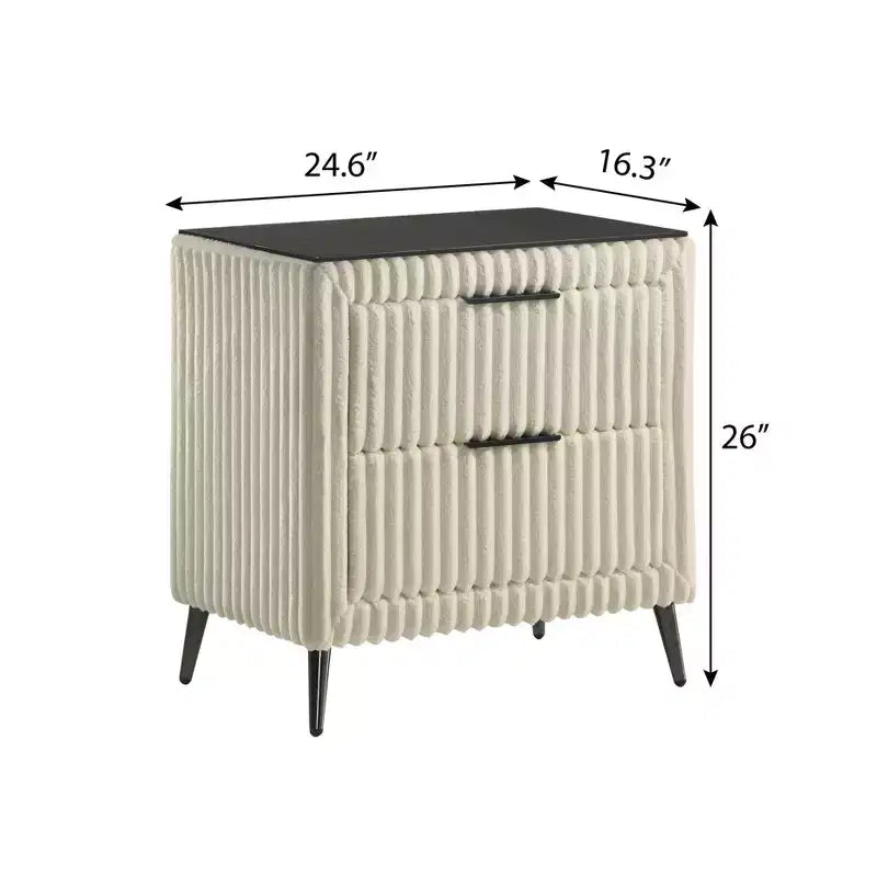 Mesa de noche tapizada en pana de canalé ancho Mavela de Roundhill Furniture
