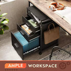 Archivador DEXYLLO con cajones de almacenamiento, mueble para impresora con ruedas y estantes ajustables, archivador de madera para oficina en casa