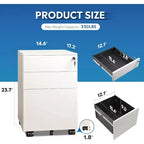 DEXYLLO Archivador con cerradura, Pedestal rodante de 3 cajones para debajo del escritorio, Completamente ensamblado excepto las ruedas