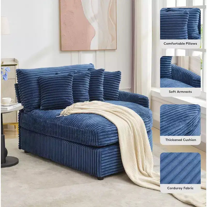 Sofá seccional de pana de Hyleory con chaise longue izquierda y derecha extragrande con 8 almohadas, sofá convertible tapizado