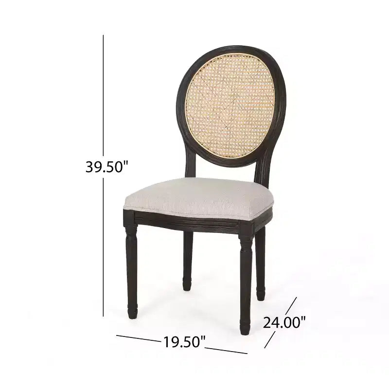 Christopher Knight Home Sillas de comedor Govan tapizadas de madera y caña (juego de 2), beige/marrón natural/marrón oscuro