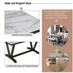 Juego de mesa de comedor de estilo moderno Whisen de 6 piezas con 4 sillas y 1 banco y mesa con tablero de chapa veteada - Blanco