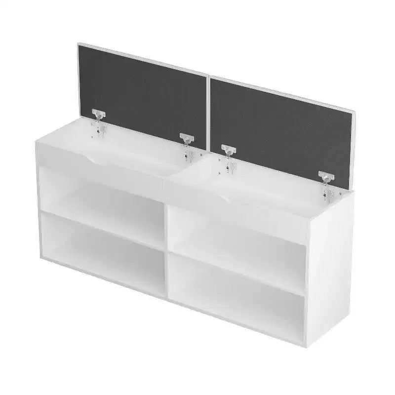 Zapatero de madera Famapy con cojines y estantes abiertos, blanco