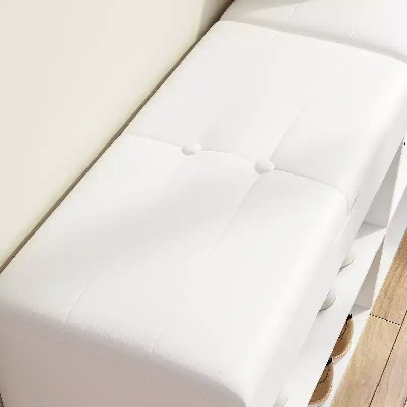 Zapatero de madera Famapy con cojines y estantes abiertos, blanco
