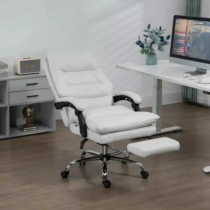 Sillón de oficina Vinsetto con masaje vibratorio, respaldo reclinable, reposapiés, cómoda silla de ordenador de microfibra