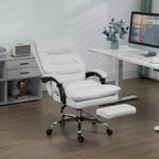 Sillón de oficina Vinsetto con masaje vibratorio, respaldo reclinable, reposapiés, cómoda silla de ordenador de microfibra