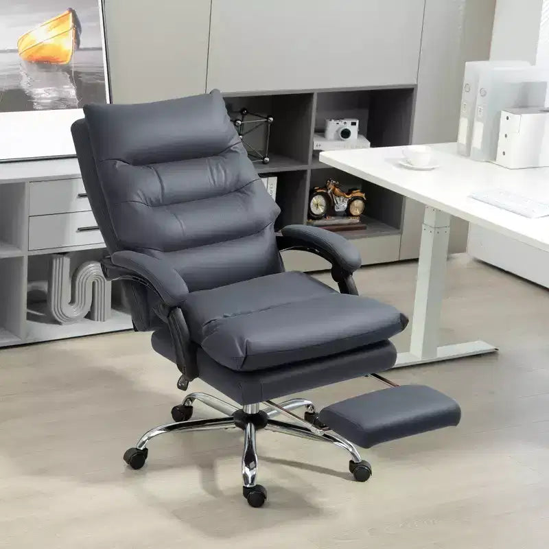 Sillón de oficina Vinsetto con masaje vibratorio, respaldo reclinable, reposapiés, cómoda silla de ordenador de microfibra