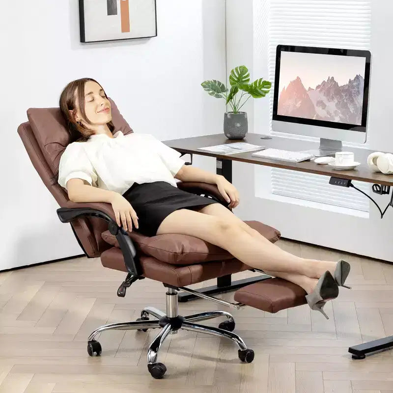 Sillón de oficina Vinsetto con masaje vibratorio, respaldo reclinable, reposapiés, cómoda silla de ordenador de microfibra