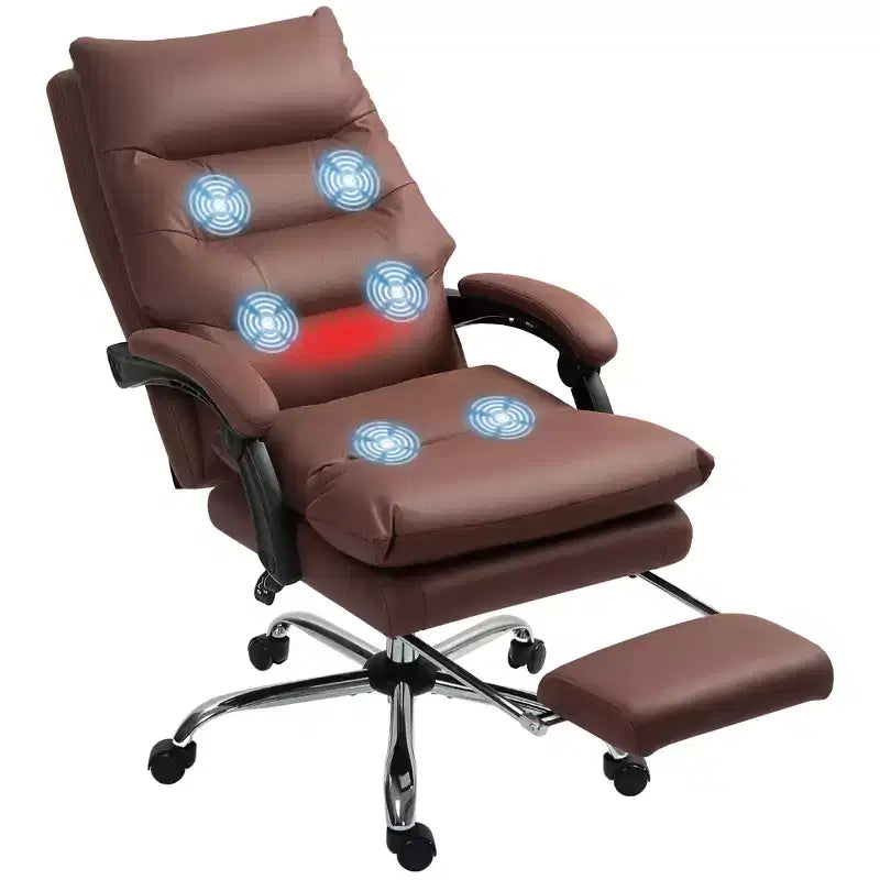 Sillón de oficina Vinsetto con masaje vibratorio, respaldo reclinable, reposapiés, cómoda silla de ordenador de microfibra