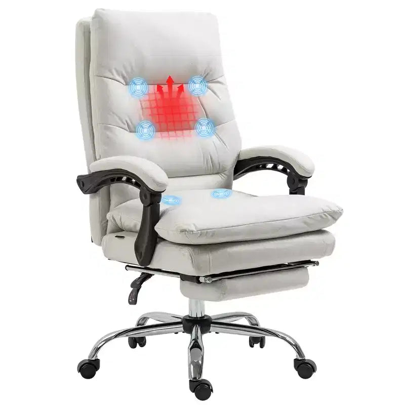 Sillón de oficina Vinsetto con masaje vibratorio, respaldo reclinable, reposapiés, cómoda silla de ordenador de microfibra