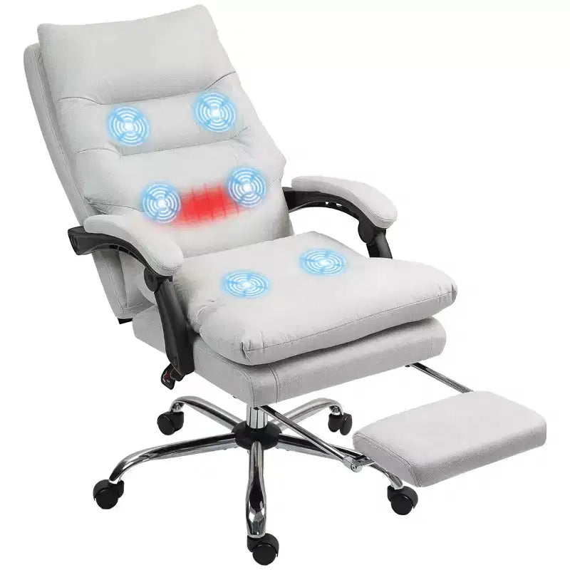 Sillón de oficina Vinsetto con masaje vibratorio, respaldo reclinable, reposapiés, cómoda silla de ordenador de microfibra