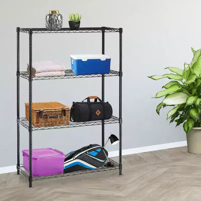 BestMassage Estantería de Alambre de Acero de 4 Niveles, Estantería de Almacenamiento con Estantes de Gran Envergadura, Perfecta para el Hogar, la Oficina o el Uso Comercial