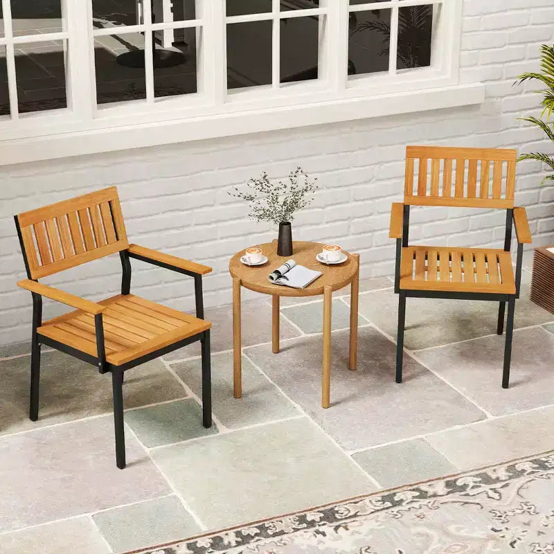 Juego de 2/4 sillas de comedor Costway con respaldo de madera de acacia, asiento inclinado y cómodos reposabrazos