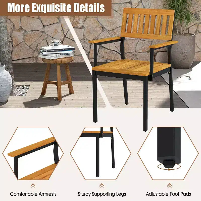 Juego de 2/4 sillas de comedor Costway con respaldo de madera de acacia, asiento inclinado y cómodos reposabrazos