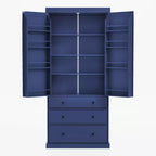 Organizador de despensa de cocina independiente Whisen, gabinete con 3 estantes ajustables, 3 cajones, 8 estantes interiores en las puertas