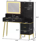 Garvee Tocador de Maquillaje - Mesa de Maquillaje con Luces y Toma de Corriente, Tocador Estriado con Espejo, 5 Cajones