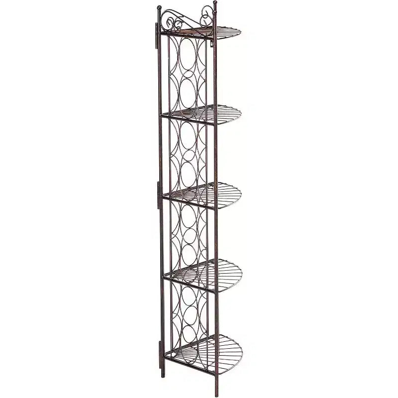 Mueble esquinero de 5 estantes de metal color cobre cepillado marca Kings Brand