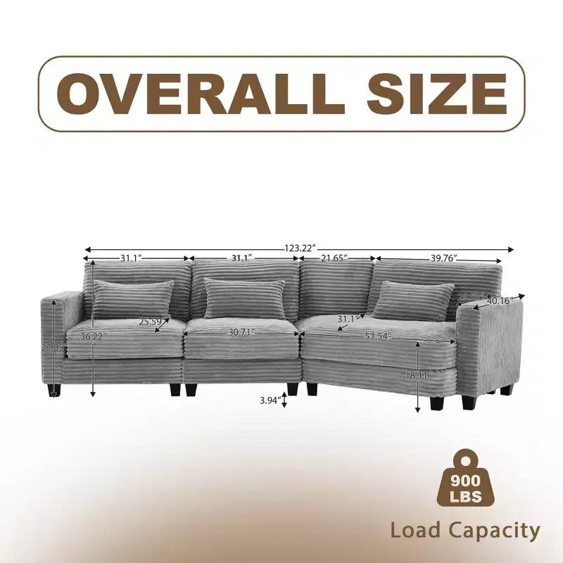 HYLEORY Sofá seccional, muebles de interior Sofá seccional modular convertible de pana para sala de estar