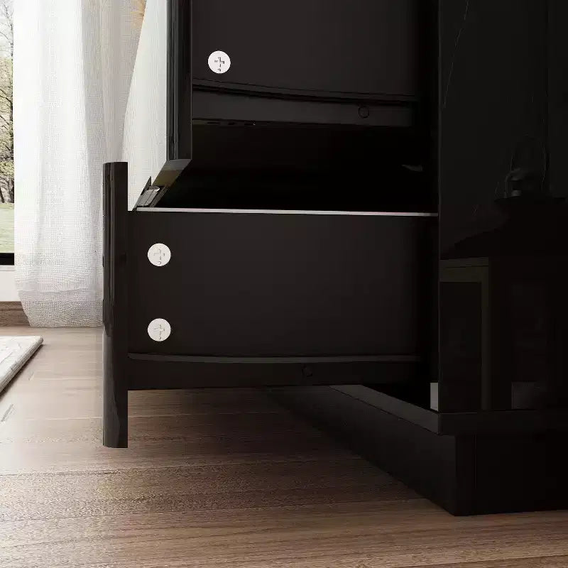Cómoda Hitow de 8 cajones con luz inferior, acabado de alto brillo, cómoda moderna