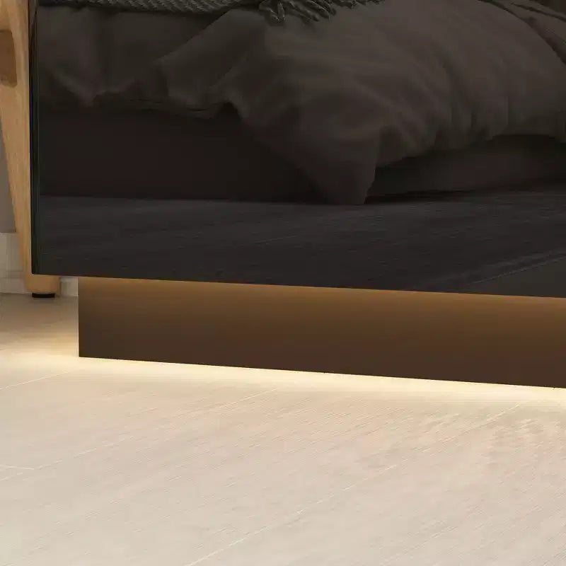 Cómoda Hitow de alto brillo con 5 cajones, luz inferior y tirador oculto