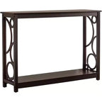Kings Brand Furniture - Mesa Consola de Sofá de Madera con Acabado en Cerezo Oscuro y Estante de Almacenamiento para Recibidor, Vestíbulo, Sala de Estar