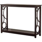 Kings Brand Furniture - Mesa Consola de Sofá de Madera con Acabado en Cerezo Oscuro y Estante de Almacenamiento para Recibidor, Vestíbulo, Sala de Estar