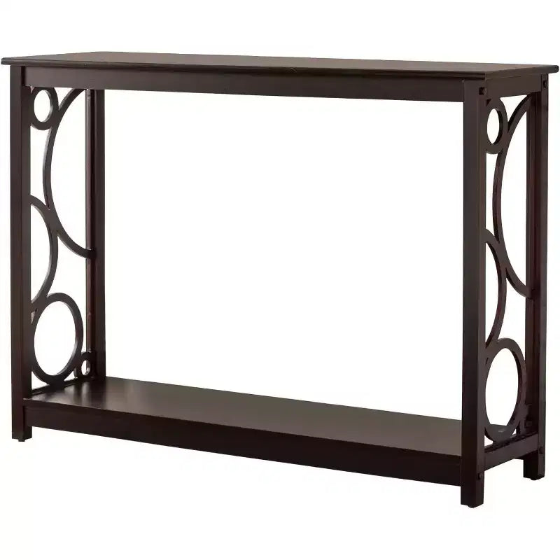 Kings Brand Furniture - Mesa Consola de Sofá de Madera con Acabado en Cerezo Oscuro y Estante de Almacenamiento para Recibidor, Vestíbulo, Sala de Estar