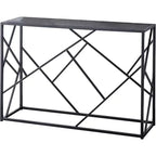 Mesa de sofá consola moderna Macon de Kings Brand Furniture, marco de metal negro y madera gris - Perfecta para entradas y salas de estar
