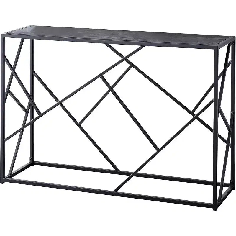 Mesa de sofá consola moderna Macon de Kings Brand Furniture, marco de metal negro y madera gris - Perfecta para entradas y salas de estar