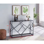 Mesa de sofá consola moderna Macon de Kings Brand Furniture, marco de metal negro y madera gris - Perfecta para entradas y salas de estar