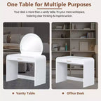 Tocador de 40 W Mesa de maquillaje con espejo iluminado con pantalla táctil y cajón grande, blanco-ModernLuxe