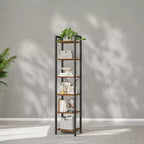 Estantería estrecha alta de 6 niveles, estantería delgada con marco de acero para sala de estar, oficina en casa, estudio - Estilo industrial, 11.8 x 15.7 x 73.8 pulgadas