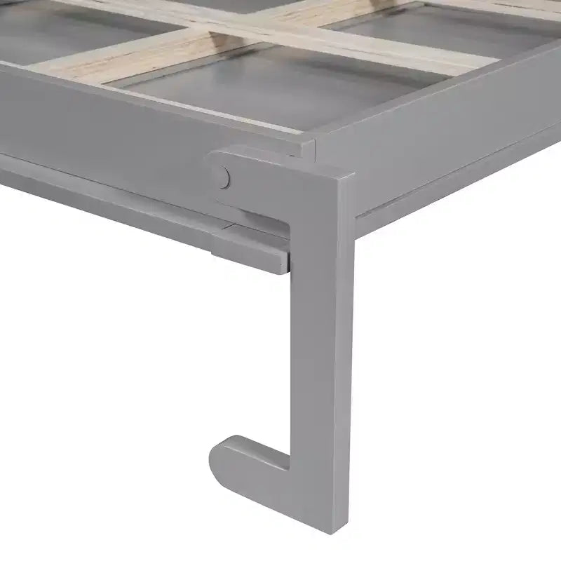 Cama de pared Queen Size Murphy con luces LED, blanco/gris-ModernLuxe