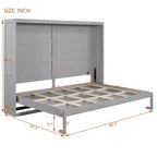 Cama de pared Queen Size Murphy con luces LED, blanco/gris-ModernLuxe