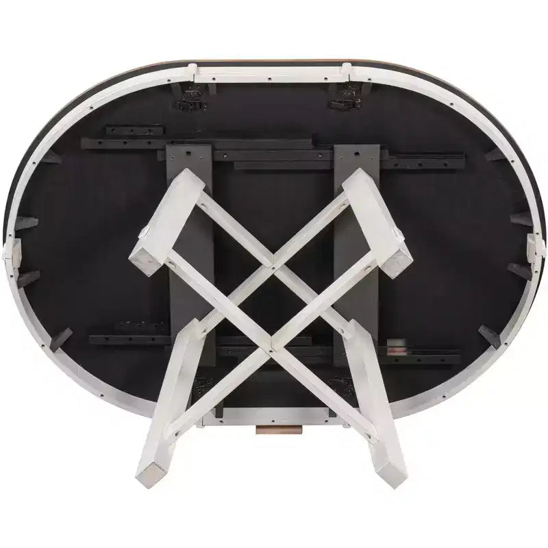 Mesa de comedor Whisen Farmhouse con base en forma de X de 4 patas y extensión de 40.6 cm