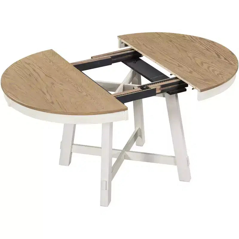 Mesa de comedor Whisen Farmhouse con base en forma de X de 4 patas y extensión de 40.6 cm