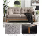 Sofá de 2 plazas GDFStudio Camain de 56,7" con patas de madera, acolchado capitoné y resistente al agua