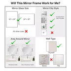 Kit de borde de marco de espejo de baño Amanti Art Mirror Makeover - Marco pelable y pegable completamente ensamblado - Espejo NO incluido - Moldura estrecha Grand Black
