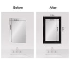 Kit de borde de marco de espejo de baño Amanti Art Mirror Makeover - Marco pelable y pegable completamente ensamblado - Espejo NO incluido - Moldura estrecha Grand Black